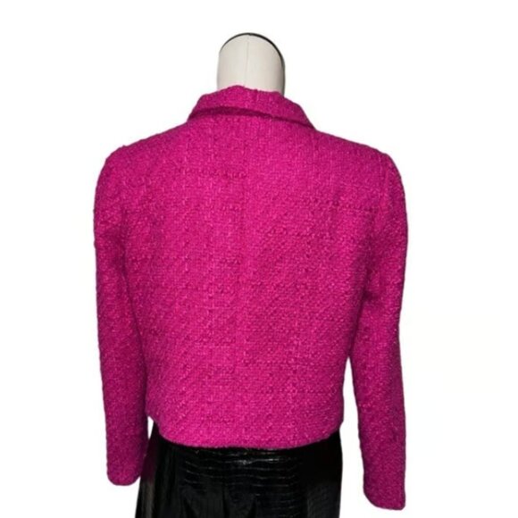 NWT  Rachel Zoe cropped tweed blazer Pink Gold Button - Picture 6 of 6